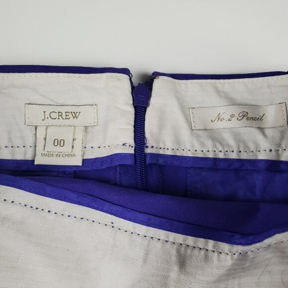 J. Crew No. 2 Stretch Pencil Skirt Sleek Fitted Mini Pleated Zip Purple Size 00 - Picture 3 of 7